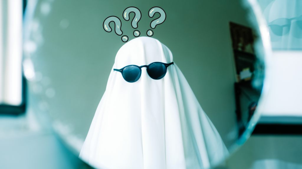 Missing Author box metaphore ghost looking at reflection